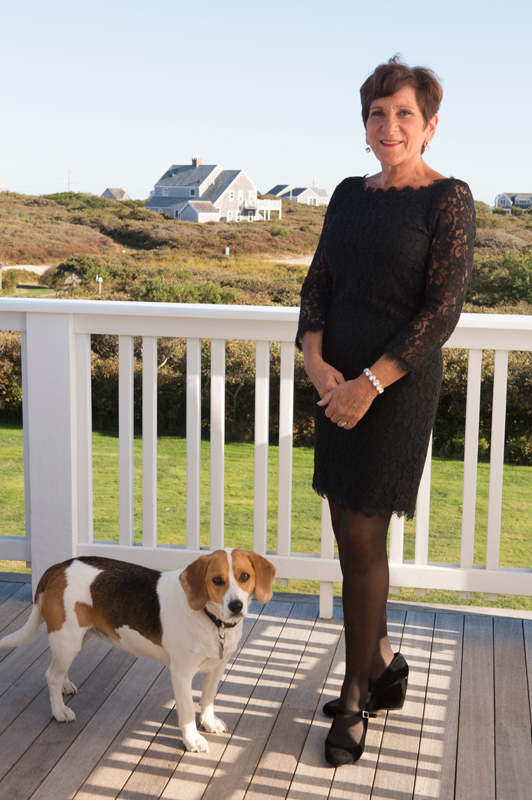 Marcie black dress with dog
